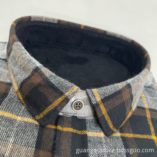 Plaid flannel mens long sleeve shirt